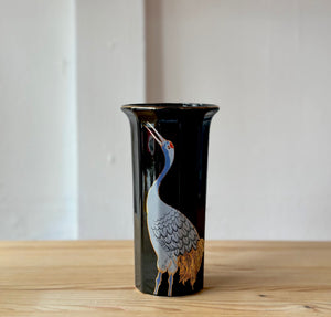 Porcelain vase with silver crane