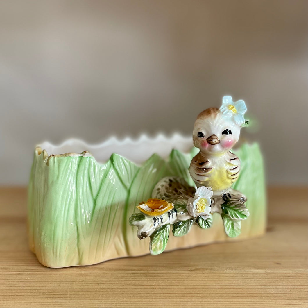 Vintage bird planter vase