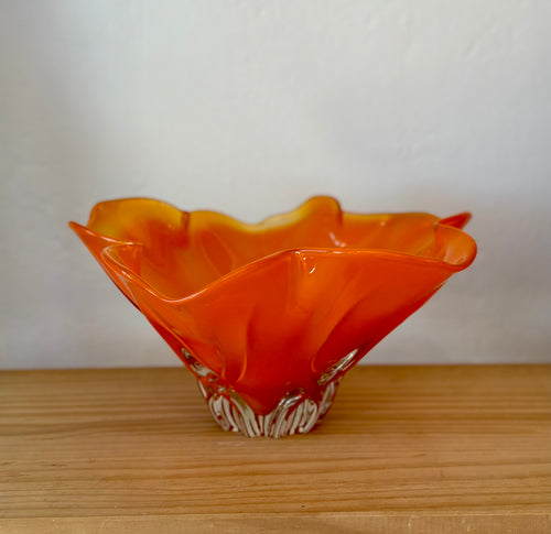 Orange art glass bowl