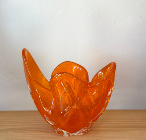 Orange art glass bowl