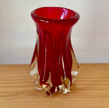 Vintage art glass vase - red