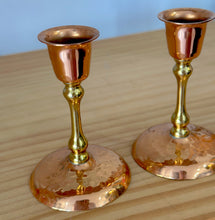 Pair of Vintage Copper Brass Candlestick Holders