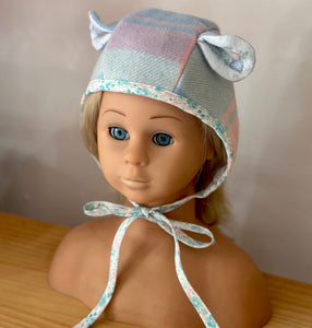 Wool bonnet with ears - SMALL