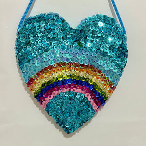 Rainbow sequin heart purse