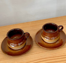 Stoneware pair of cup and saucers