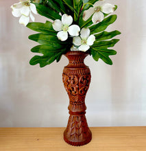 Vintage carved wooden vase