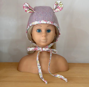 Wool bonnet with ears - SMALL