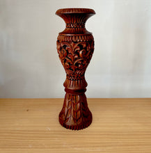 Vintage carved wooden vase