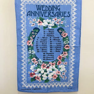 Vintage tea towel #1 WEDDING ANNIVERSARIES