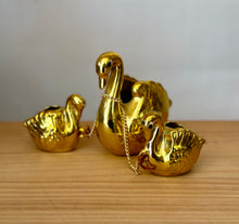 Vintage gold ceramic swan set