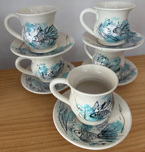 Fishy Cup and Saucer 10pc Set
