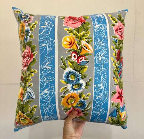 Blue floral butterfly vintage cushion cover #54