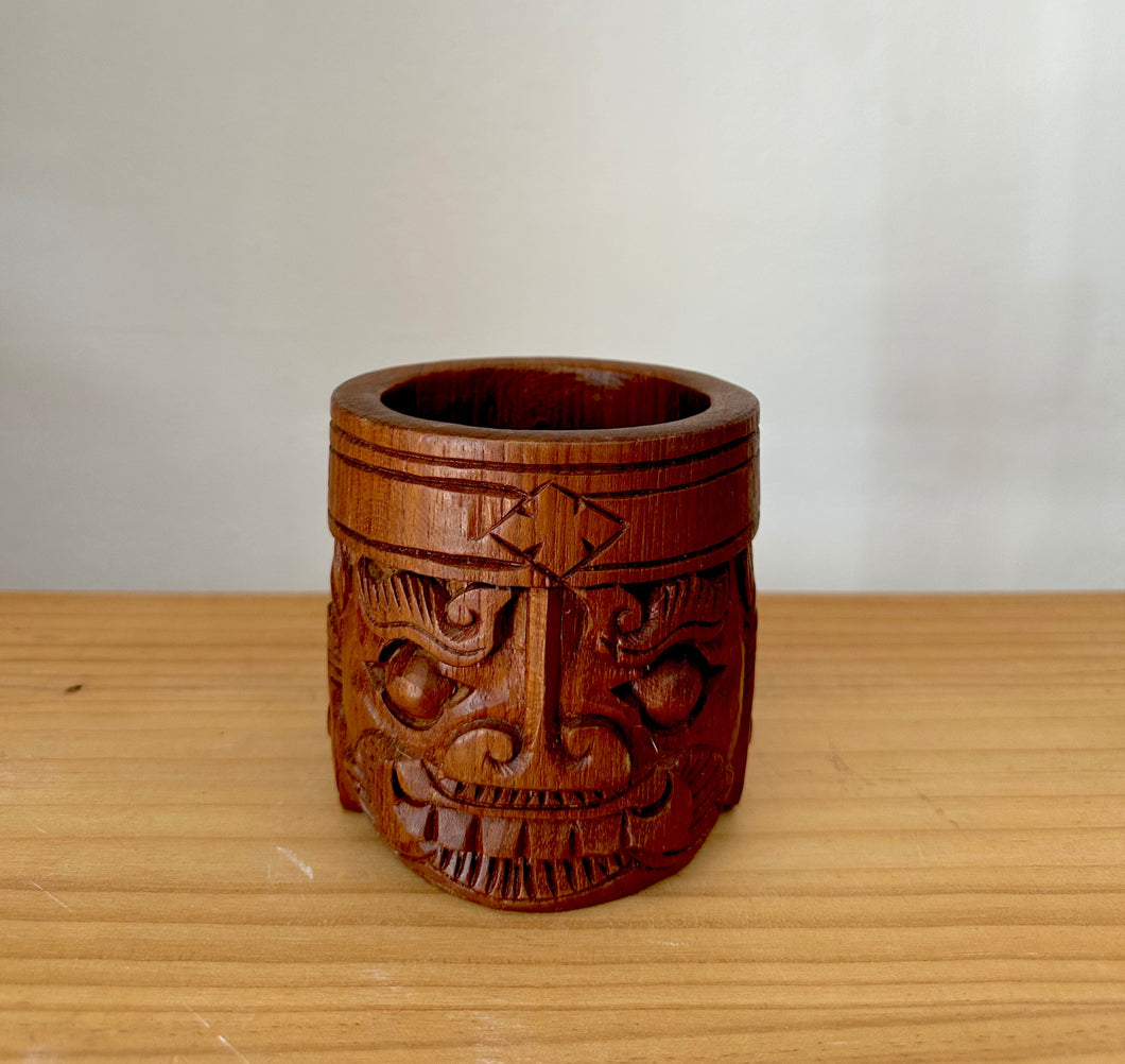 Vintage carved tiki mug