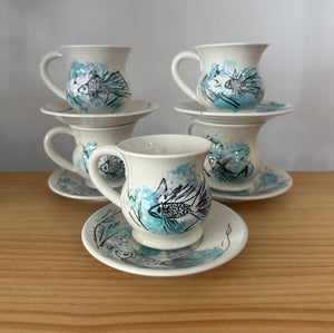 Fishy Cup and Saucer 10pc Set