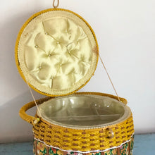 Vintage yellow sewing basket