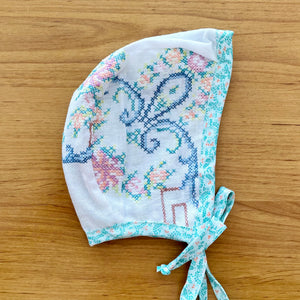 Handmade baby embroidered bonnet Size Small