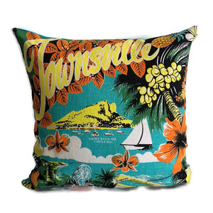 Townsville vintage tea towel cushion cover