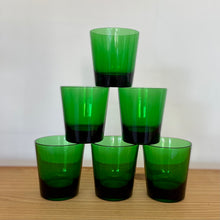 Set of 6 green vintage glasses