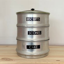 Biscuits, Scones & Cake aluminium stacking canister set