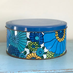 Willow retro blue floral cake tin