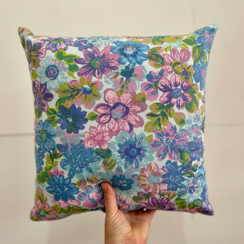 Blue and pink floral cushion cover #21