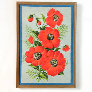 Vintage framed poppies fabric