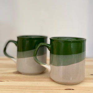 Pair of retro green mugs