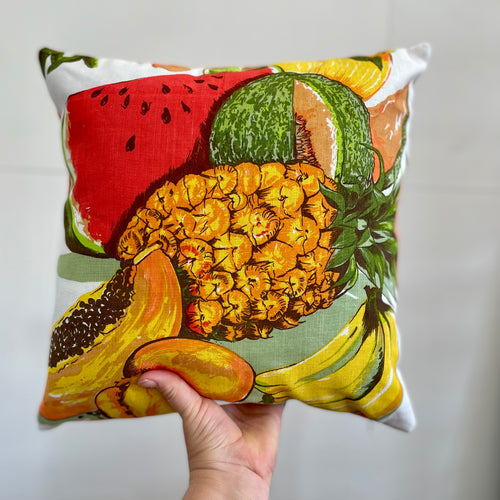 Tropical fruit bowl vintage tea towel cushion cover #6