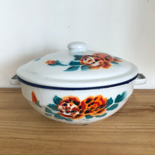 Vintage floral enamel lidded bowl