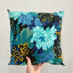 Retro teal floral cushion cover #29