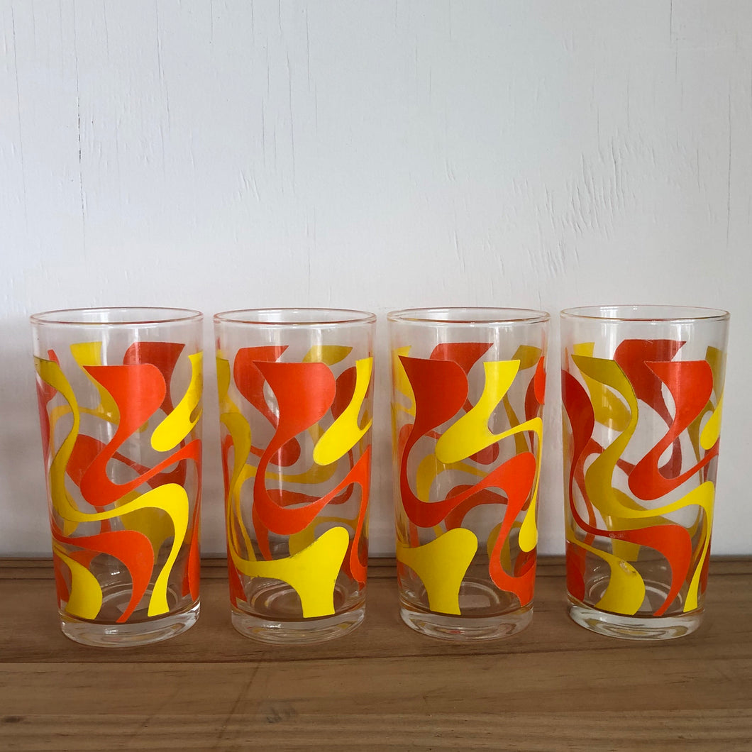 Retro orange and yellow glasses x 4