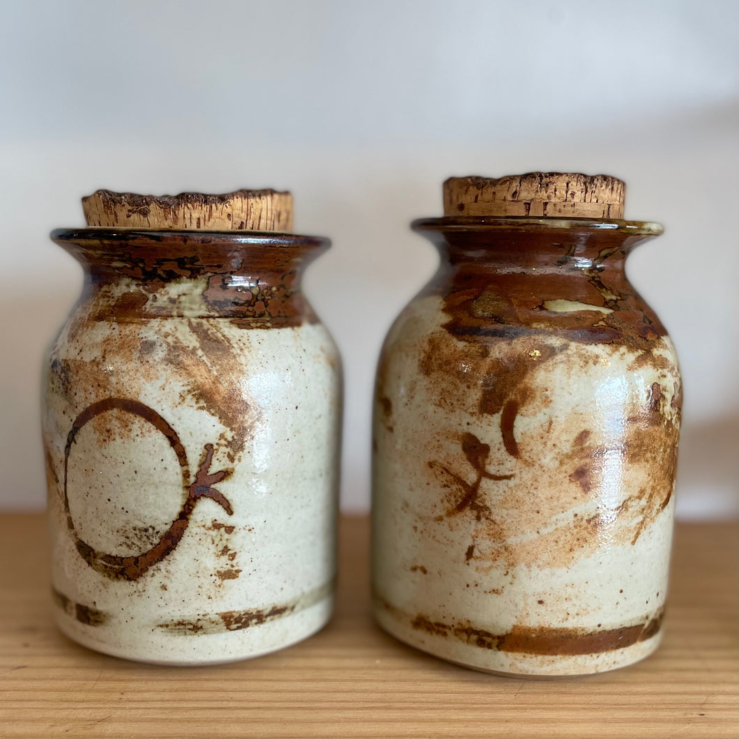 Pair of pottery canister