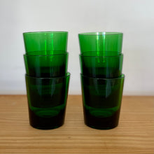 Set of 6 green vintage glasses