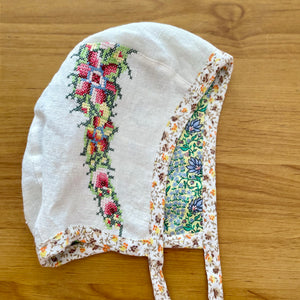 Handmade baby embroidered bonnet Size Large