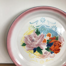 Vintage floral enamel tray