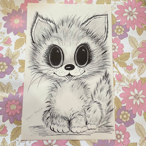 Vintage art print cat