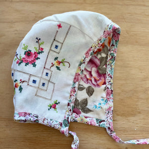 Handmade baby embroidered bonnet Size Medium