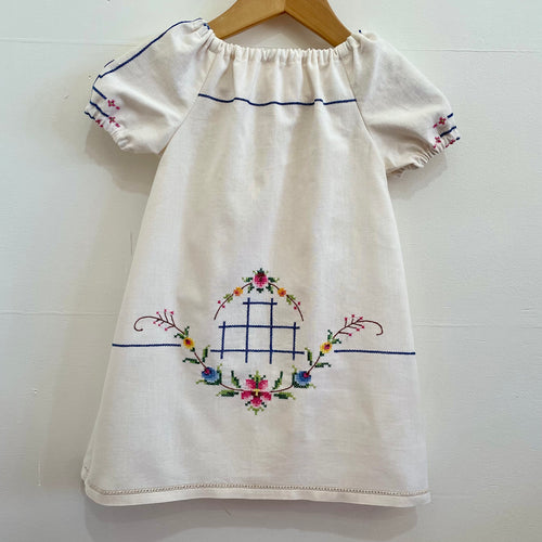 Handmade bespoke cotton embroidered dress size Small #9