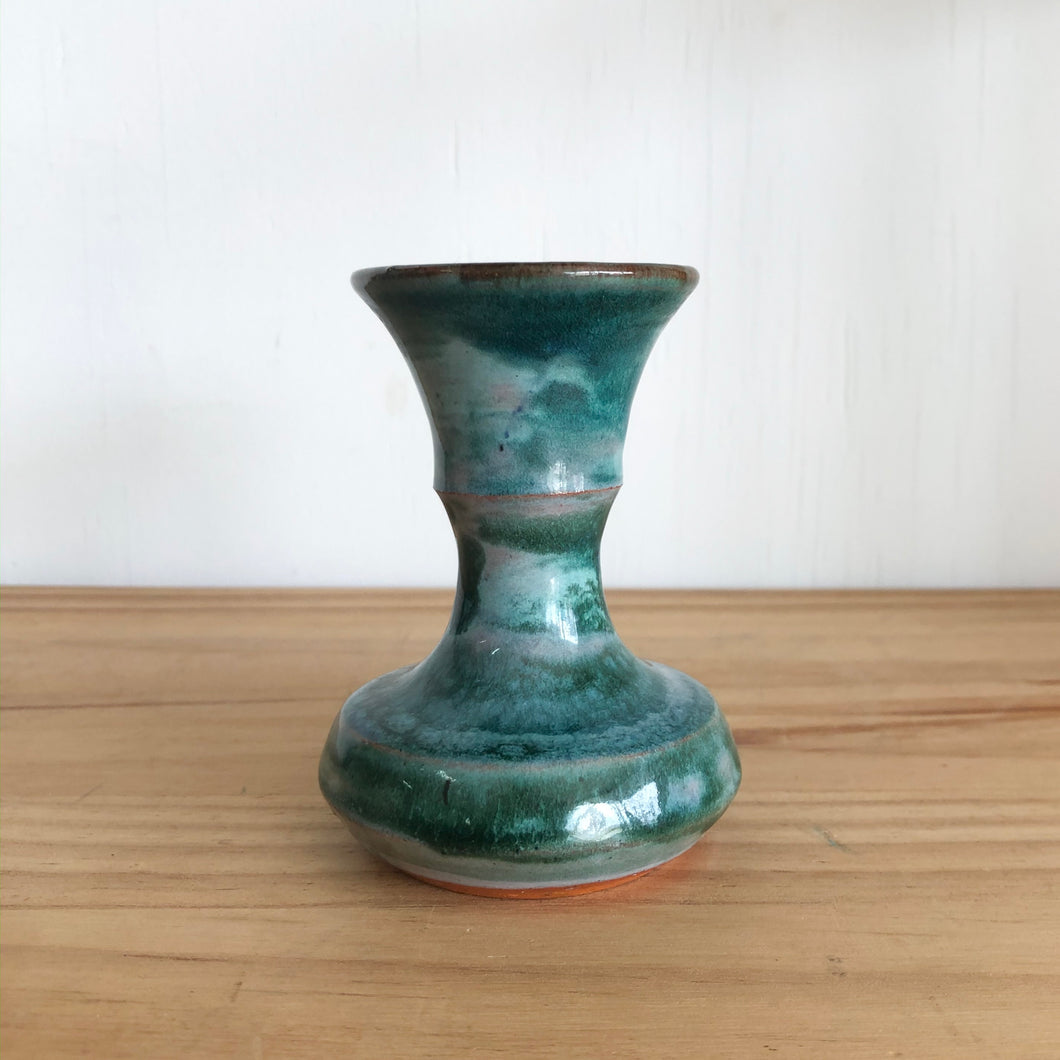 Teal glazed small vase