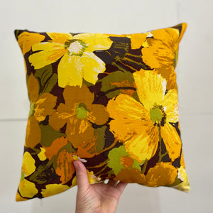 Retro yellow and brown floral cushion cover #20