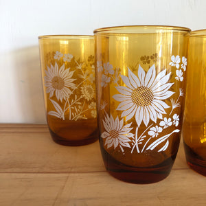 Vintage amber glasses set of 4