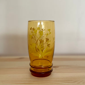 Set of 5 Amber floral glasses