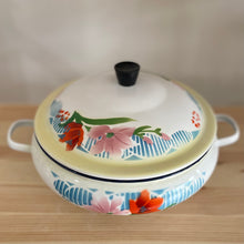 Vintage floral enamel lidded pot