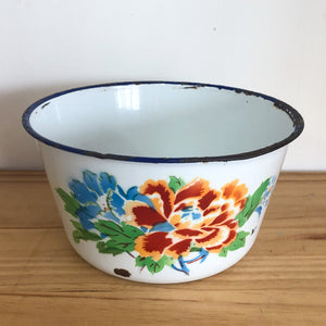 Vintage floral enamel bowl