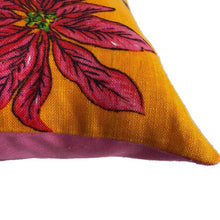 Tropical flowers vintage tea towel cushion cover