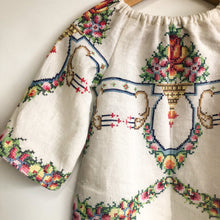 Handmade bespoke vintage linen embroidered dress Medium