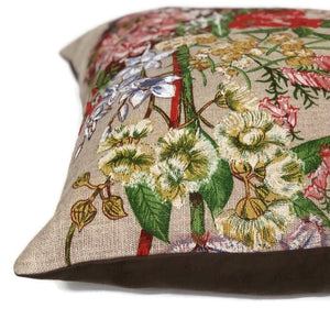 Cottage flowers vintage tea towel cushion cover