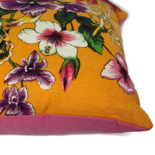 Tropical flowers vintage tea towel cushion cover